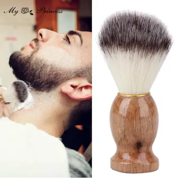 שיער גירית לגברים מברשת הגילוח סלון גברים פנים זקן ניקוי מכשיר גילוח סגנון כלי גילוח מברשת עם ידית עץ עבור גברים