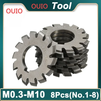 OUIO M0.4 M0.5 M0.6 M0.7 M0.8 M1 M1.25 M1.5 M2 M3 M4 מודולוס PA20 מעלות לא.1. לא.8 HSS ציוד חותך טחינה ציוד כלי חיתוך