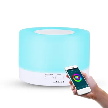 Smart WiFi 500ml ארומתרפיה חיוני שמן מפזר אוויר מכשיר אדים, חיבור עם Tuya, אלקסה וגוגל הביתה עם 7 LED צבעים