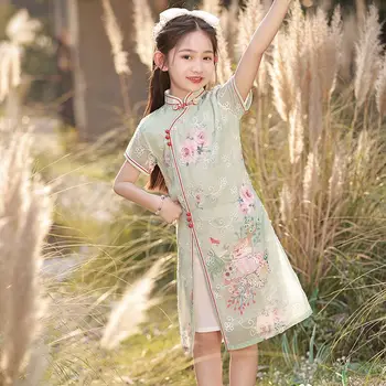 איכות בנות Cheongsam Hanfu בגדי ילדים שיפון Tangsuit ילדים מסיבת תלבושות צ ' יפאו שמלת תחפושת מתנה
