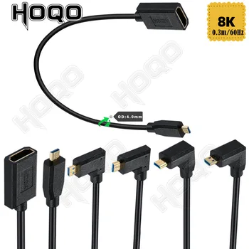 8K60Hz Micro-HDMI תואם HDMI-התואם נקבה כבל OD4.0 מיקרו HD HD כבל למצלמה DIY מחשב חיבור תצוגה