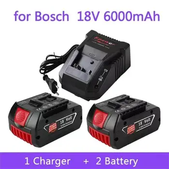 18V סוללה 6.0 אה על Bosch חשמלי מקדחה 18V נטענת Li-ion סוללה BAT609, BAT609G, BAT618, BAT618G, BAT614 + 1Charger
