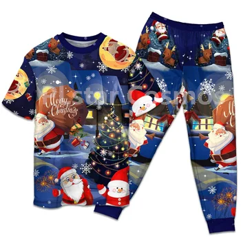 אהבת חג המולד סנטה ומתנות - פיג 'מה שרוול קצר 3D על כל מודפסים ילדים פיג' מה Cosplay בגדים