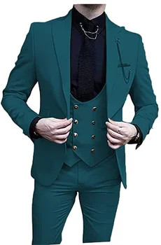 שמן ירוק החתונה Mens חליפת החתן חליפות 2023 Slim Fit נשף מסיבה אישית חליפות גברים 3 קטע ג ' קט מכנסיים וסט זכר בגדים