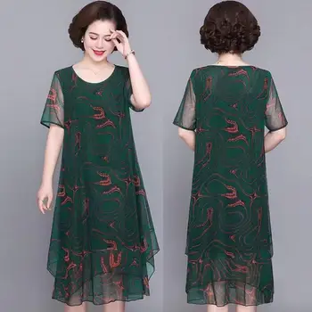 חדשות אופנה מזדמנים שמלת הקיץ לנשים 2023 וינטג ' בוהמי הדפס פרחוני שמלת שרוול קצר O-צוואר הגברת הדפסה נקבה
