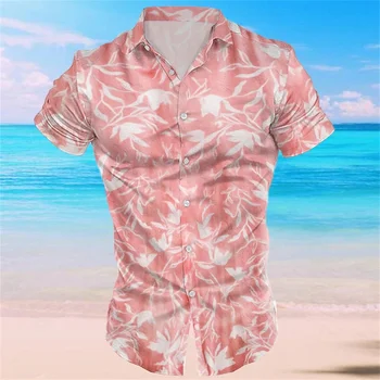 2023 פרח 3d Hd דיגיטלי דש של הגברים חולצה קיץ לגברים, בגדים ברחוב רטרו חולצת הוואי גבר מזדמן שרוול קצר הגברי העליון קריש דם