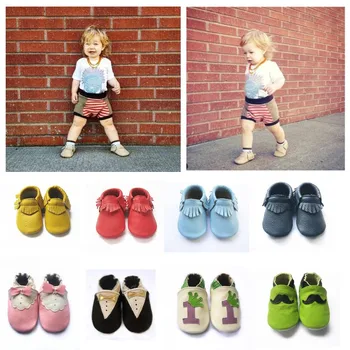 תינוק נעלי עור פרה ביבי נעלי סוליות רכות החלקה, נעליים לתינוק פעוט הראשונה מהלכים בנים ובנות נעלי בית