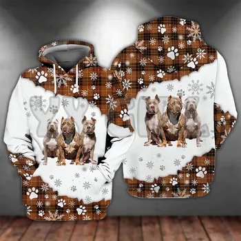 אמריקן בולי חג שמח מודפס 3D ' ונים יוניסקס Pullovers מצחיק הכלב ברדס מזדמן ברחוב אימונית