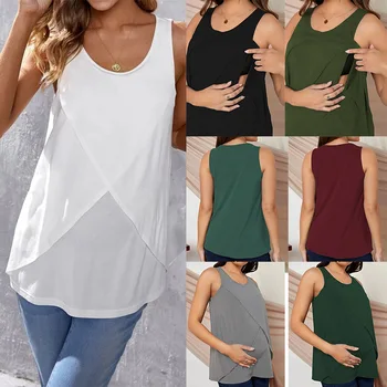 של נשים בהריון הנקה העליון 2023 חדש הנקה חולצת צמר חם אופנה מגוונים צוואר עגול חולצת הטריקו