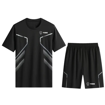Yudx גברים ונשים עם אותו קו עיצוב בדמינטון ללבוש טניס ללבוש ספורט לנשימה מהירה ייבוש Roundneckoversizedt-שירט