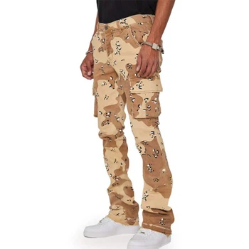 רחוב Y2k נמרי, סרבלים חדשים גברים מזדמנים ישר מכנסיים בציר תלת מימדי כיס Hiphop באמצע מכנסיים מותן