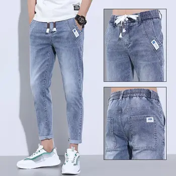 הקיץ שרוך באגי כחול החבר Harajuku מזדמן היפ הופ זכר מטען ג 'ינס אופנתי המעצב אצן קאובוי Haren ג' ינס מכנסיים