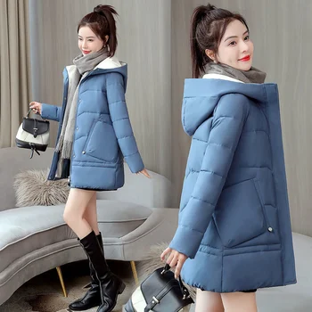 נחמד פופ מעיילי מעיל החורף של הנשים מעיל ארוך קוריאנית חופשי בקפוצ ' ון חם כותנה מרופד מעיל נשי מעיל להאריך ימים יותר מעיל