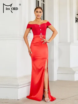 Missord החדשה כתף יוקרה פיצול נשף מסיבת אלגנטי שמלות ערב נשים 2023 אדום שמלת ערב