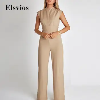 אופנה התחבושת סלים ישר מכנסיים סרבל נשים אלגנטי יוממות ללא שרוולים רומפר הקיץ מקרית מוצק הגברת Playsuit בסך הכל