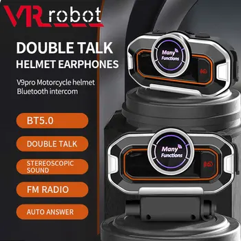VR רובוט אופנוע Bluetooth 5.0 אינטרקום דיבורית קסדה אלחוטי סטריאו הפנימי עם רדיו FM קול עוזרת 2 רוכבים