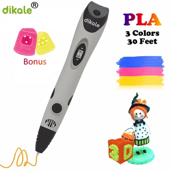 Dikale הדפסת 3D עט ציור עט מטען USB שלושה מדפסת עיפרון בונוס שבלונות נימה ספר אלקטרוני עבור ילד בוגר יצירתיות מתנה