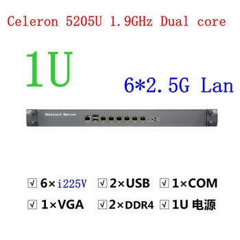 1U חומת האש שרת Intel Celeron 5205U 1.9 GHZ נתב 6x מידע i225-V B3 2.5 G LAN 2xDDR4 Mini PC 2xUSB VGA COM OPNsense ESXi