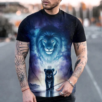 ערבה Overlord סדרת 3d מודפס מלך האריות קיץ גברים סטים שרוול קצר או בצורת צוואר עגול חולצת הטריקו פנאי נוח מגמה