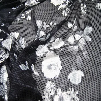 בציר קלאסי פרח אקארד בד משי בשחור לבן צבע ליידי שמלת ערב בגדים חדשים.