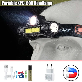 נייד Mini XPE Cob LED פנס נטענת USB טיול אופניים פנס מקור אור דיג תאורה חיצונית Flashligts