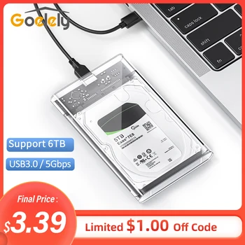 Goelely USB 3.0 כונן דיסק קשיח מקרה 2.5 אינץ ' כונן דיסק קשיח המתחם 5Gbps Micro B USB 3.0 כונן קשיח מקרה שקוף SATA HDD מתאם עבור מחשב נייד