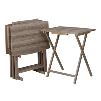 מעמודי התווך 5pc XL גדול מגש השולחן, כפרי אפור קטן שולחן שולחן קפה, שולחן צד