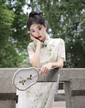 Yourqipao 2023 קיץ אופנה חדשה שיפור ארוך סינית עתיקה Cheongsams נשים Hanfu שמלות צ ' יפאו Cosplay שמלת ערב