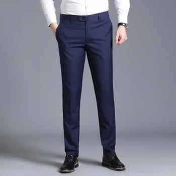 ארבע עונות אנשים חדשים המכנסיים עסקי אופנה צבע מוצק 4 צבע המכנסיים המשרד צינור ישרה מזדמנים מכנסיים גברים בגדי מותג
