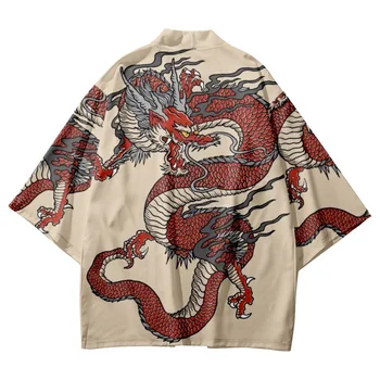 מסורתית יפנית ביגוד הדרקון הדפסה קימונו מכנסי גברים רטרו יאקאטה אסיה אופנה טאנג חליפה Harajuku Hanfu יוקטה ' קט
