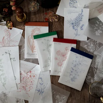 30 גיליונות ארבע עונות רטרו חומר נייר הערה סדרת צמחים ממו נייר הערות תזכיר Pad היומן נייח פתיתי עיצוב אלבומים