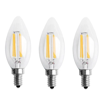 3X Dimmable E12 4W קלח הנר הלהבה נימה הנורה LED מנורה 10 X 3.5 ס 