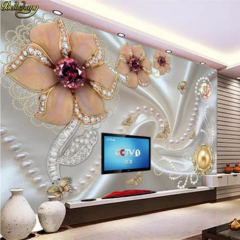 beibehang תמונה מותאמת אישית טפט קיר פנינה יהלום משובץ פרח פרפר אהבה פרח הטלוויזיה רקע קיר מסמכי עיצוב הבית