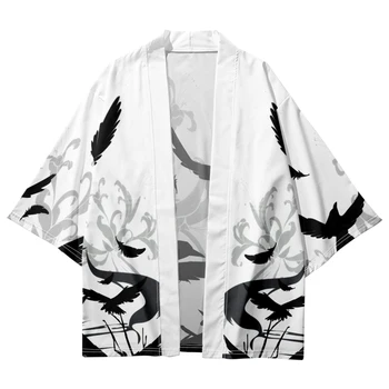 המסורתי, הקימונו היפני אופנת רחוב נשים, חולצות גברים סמוראי מקסימום 2023 אופנה קרואו הדפסה קרדיגן Haori החוף יאקאטה