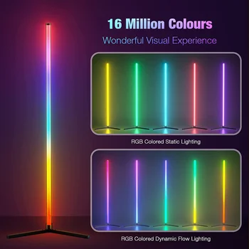 חכם RGB חלום צבע מנורת רצפה עם סנכרון מוסיקה מודרנית 16 מיליון צבעים מתחלפים, עומד רוח קלה עם APP & שלט רחוק