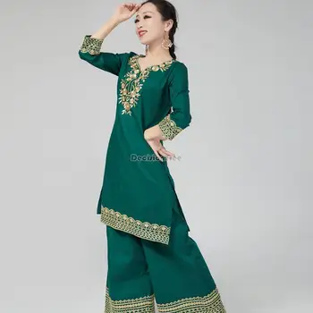 2023 ההודי השמלה נשים כותנה, רקמת סתיו חורף שמלה מסורתית בסגנון הלאומי פקיסטן נשים היומי העליון הבגדים s589