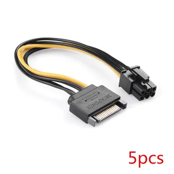 5PCS/lot SATA 15 פינים זכר מ ל PCI-e כרטיס אקספרס 6 פינים נקבה גרפיקה כרטיס מסך כבל החשמל 15cm
