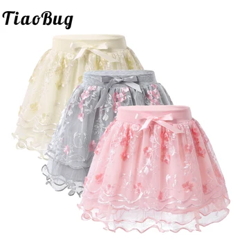 ילדים בנות טוטו בלט חצאיות תחרה פרחונית חצאית טול בלט חצאית ילדים בקיץ תחפושת ילד פרחים נסיכת היופי, חצאיות