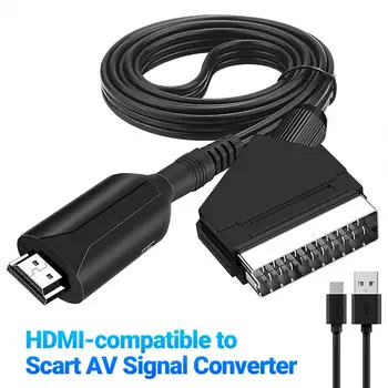 מעשי AV ממיר בטוח, קל משקל-HDMI תואם Scart וידאו ממיר אודיו כבל וידאו, אודיו מתאם תקע לשחק
