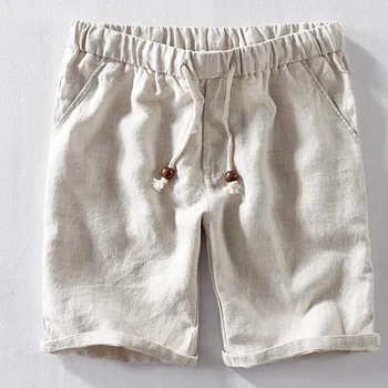 גברים אופנה הקיץ יפן סגנון 100% כותנה מצעים באיכות גבוהה אלסטי המותניים התחתונים זכר מזדמן פשוט סלים מכנסיים קצרים יומי פן