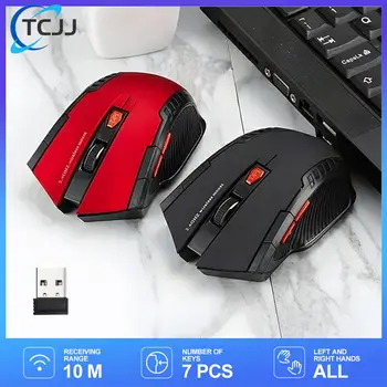 TCJJ 2.4 GHz עכבר אלחוטי אופטי בעכברים עם מקלט USB גיימר 1600DPI 6 כפתורים בעכבר מחשב PC נייד אביזרים