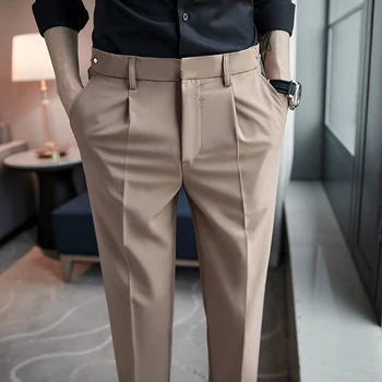 2022 מזדמנים עבור גברים חליפות סיני אופנת רחוב, אופנה המכנסיים גברים חליפה שחור לבן מכנסי גברים שמלה מכנסיים Slim Fit להתלבש מכנסיים 36
