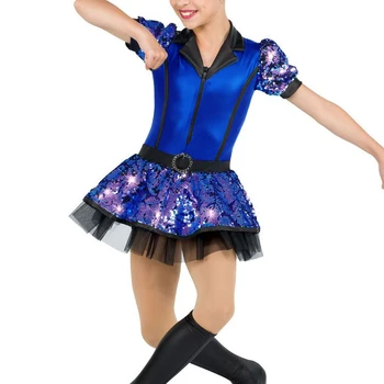 ג ' אז ריקוד תלבושת אישית, תחרות ריקודים ללבוש שמלה לנערות ילד כחול הבמה תחרות ביצועי ריקוד ללבוש.