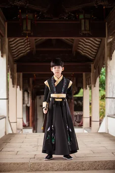 בסגנון סיני טאנג חליפה בנים שחורה שרוול ארוך Hanfu ילדים לבצע תלבושות מסורתיות צילום בגדים