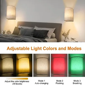 2 יח ' סוללה מופעל צבעוניים מנורת קיר צבע/תאורה כפולה צבע טמפרטורה שלט רחוק הוביל אור מקיף אהיל בד