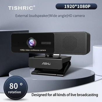 TISHRIC H200 מצלמת אינטרנט HD 1080p פגישה מצלמת אינטרנט פוקוס אוטומטי מצלמת אינטרנט עם מיקרופון מצלמת כיסוי עבור ועידות וידאו