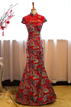 איכות גבוהה הסיני מסורתי שמלה רקמה סיני שמלת נשים צ ' יפאו זמן Cheongsam בתולת הים השמלה למסיבה 6