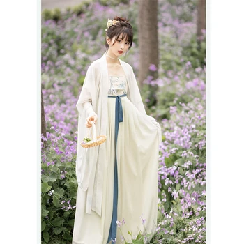 סיניים שושלת טאנג הגדולה-שרוול החולצה Myrobalan החצאית המקורית פשוט Hanfu השמלה נשים פיות הסגנון העתיק סט מלא תחפושות