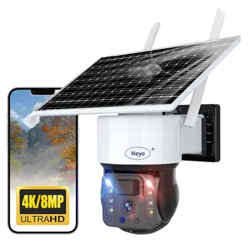 8MP/4K אלחוטית נטענת סולארית חיצונית פאן להטות בטיחות מצלמה דו-כיוונית אודיו IP66 אטים לגשם ניטור המצלמה