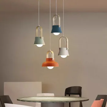 מודרני מתכת צבעוני אורות תליון חדר האוכל תלויה מנורת בר ליד המיטה תליון מנורה אחת בראש E27 השעיה Luminaire